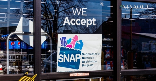 Grocery store with SNAP sign on door